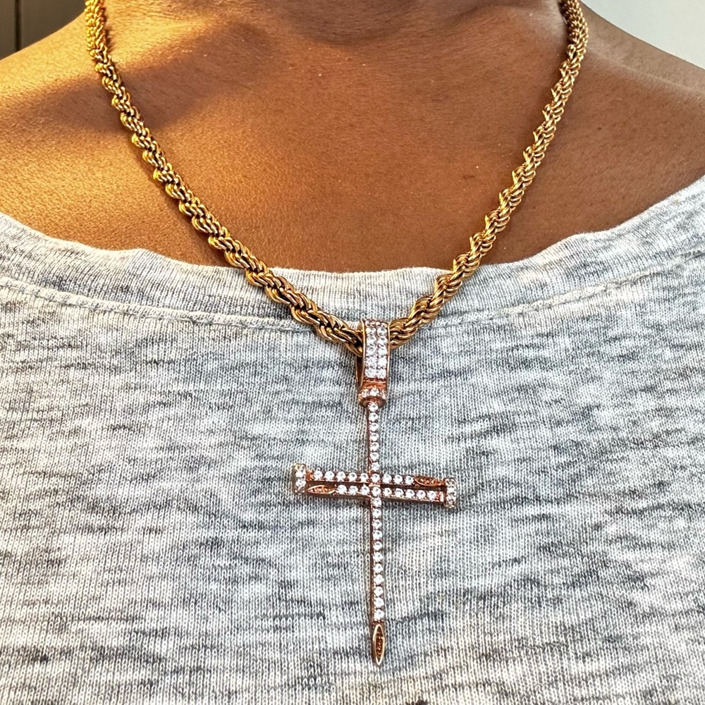 Elegant Gold and Silver Cross Necklace